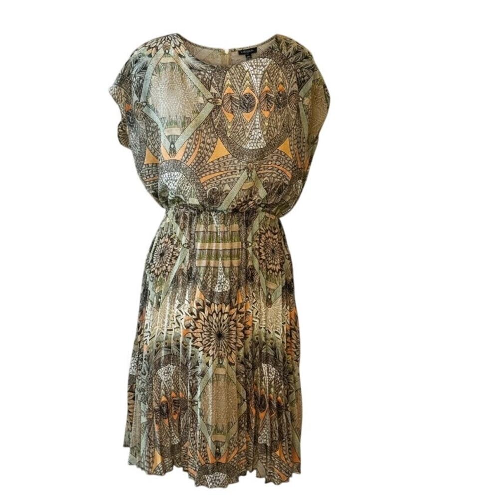 Sabine Boho Geometric Print Blouson Mini Dress Multicolor Women’s M - Picture 2 of 6